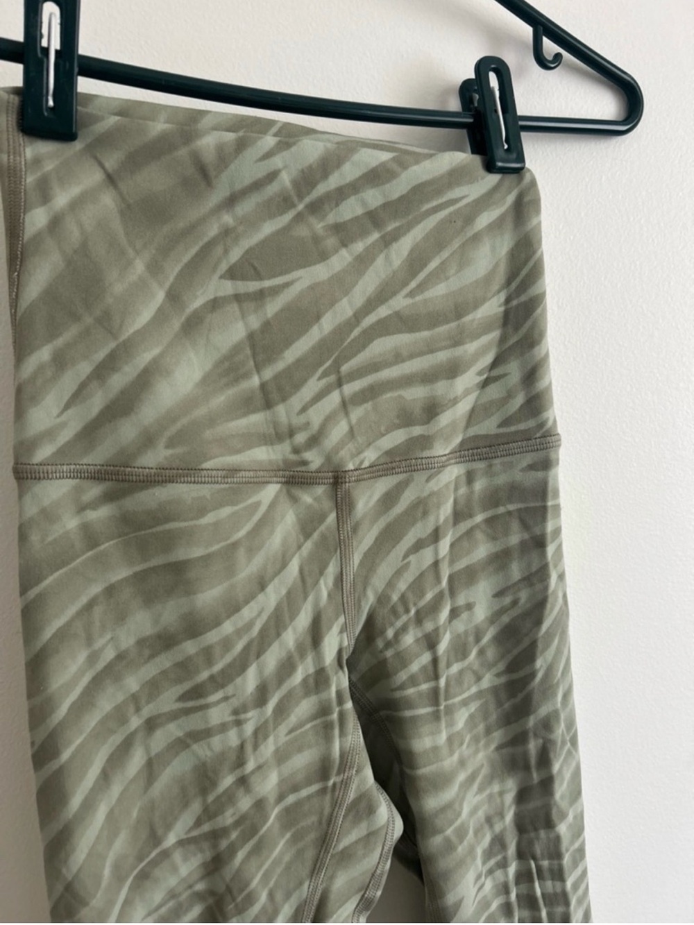 Olive Green Zebra-Print Leggings